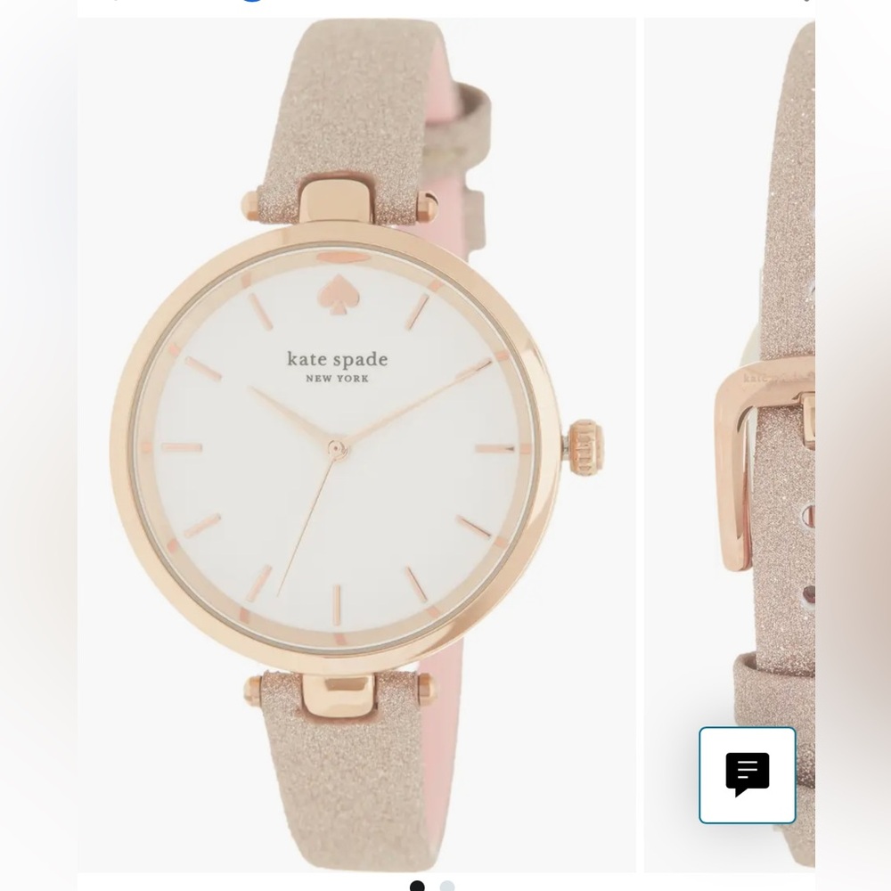 Kate Spade New York Holland Three-Hand Rose Gold-Tone Glitter Leather Watch 34mm - Picture 6 of 8